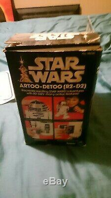 12 inch R2-D2 vintage Star Wars action figure (doll) with box, Death Star plans
