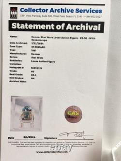1981 Star Wars Vintage KENNER Loose Action Figure R2-D2 CAS Graded 80 WITH COA
