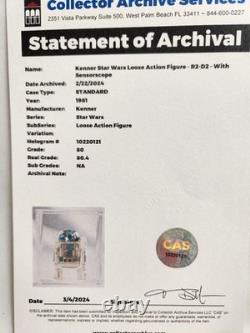 1981 Star Wars Vintage KENNER Loose Action Figure R2-D2 CAS Graded 80 WITH COA