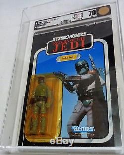 1983 Vintage Star Wars ROTJ Return of Jedi Boba Fett 77 Back AFA 70 Carded MOC
