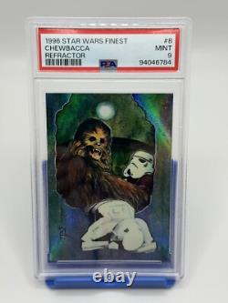 1996 Topps Finest Star Wars Refractor Chewbacca #8 Psa 9 Mint Vintage
