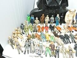 73 Vintage Kenner Star Wars Figure LOT with Darth Vader Carrying Case, 17 weapons