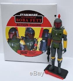 Custom Vintage Kit Bashed Rocket Firing Boba Fett + Display Box & Figure Stand