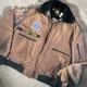 Disney Vintage Star Wars Tours Oil Slick Shearling Bomber Jacket Endor Express