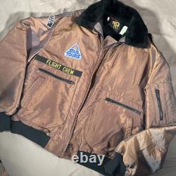 Disney Vintage Star Wars Tours Oil Slick Shearling Bomber Jacket Endor Express