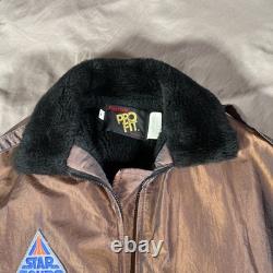Disney Vintage Star Wars Tours Oil Slick Shearling Bomber Jacket Endor Express