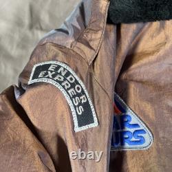 Disney Vintage Star Wars Tours Oil Slick Shearling Bomber Jacket Endor Express