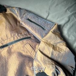 Disney Vintage Star Wars Tours Oil Slick Shearling Bomber Jacket Endor Express