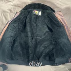 Disney Vintage Star Wars Tours Oil Slick Shearling Bomber Jacket Endor Express
