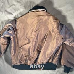 Disney Vintage Star Wars Tours Oil Slick Shearling Bomber Jacket Endor Express