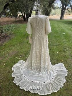 Edwardian Vintage Handmade Battenburg Lace Wedding Dress, Star Wars Replica