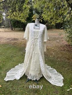 Edwardian Vintage Handmade Battenburg Lace Wedding Dress, Star Wars Replica