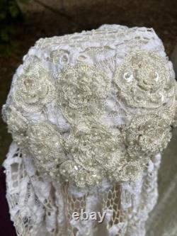 Edwardian Vintage Handmade Battenburg Lace Wedding Dress, Star Wars Replica