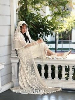 Edwardian Vintage Handmade Battenburg Lace Wedding Dress, Star Wars Replica