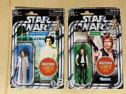 Hasbro STAR WARS RETRO COLLECTION FULL SET of 6 Vintage Kenner Luke Leia Vader