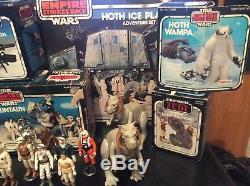Huge vintage star wars boxed toy collection with figures hoth display set