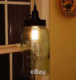 Industrial Pendant Light Lamp Vintage Rustic BIG Gallon Open Bottom Mason Jar