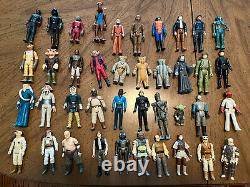 Lot Of 40 Vintage Star Wars Figures & C3P0 Case WithNo dupes