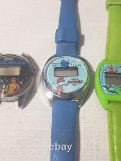 Lot Of Vintage Watches Mary Marvel Smurfs Kermit Star Wars Bradley Timex Swiss