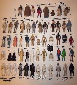 Lot of 56 vintage Star Wars action figures, original weapons and accessories