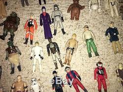 Lot of 62 vintage Star wars action figures, original weapons, accessories, 1977