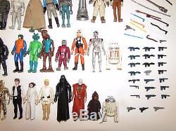 Lot of 75 vintage Star wars action figures, POTF, original weapons, accessories