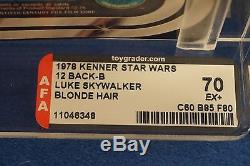 Star Wars Afa 70 Luke Skywalker Blonde Hair 12 Back B Vintage Just Graded