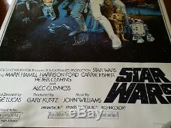 STAR WARS Cast SIGNED Autograph Poster Mark Hamill Carrie Fisher ANH Vintage