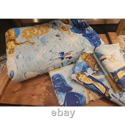 STAR WARS Vintage 1970 80x100 Blanket, 2 Pillow Cases Twin Flat & Fitted Sheet