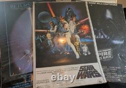 STAR WARS Vintage Original Trilogy 1970s ONE SHEET MOVIE POSTER Lot Of All 3 NEW