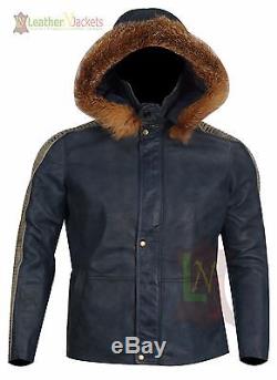 Star Wars Rogue One Fur Hood Vintage Casual Bomber Real Leather Celebrity Jacket