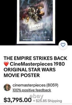 Star Wars The Empire Strikes Back 1980 Original Movie Poster Vintage RARE