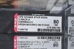Star Wars Vintage Chewbacca 12 Back-A Green BowithSKU AFA 80 (75/80/85) MOC