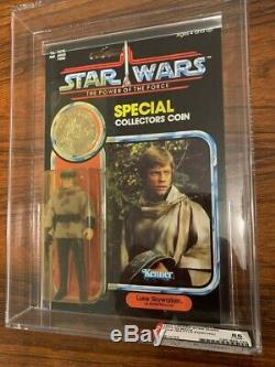 Star Wars Vintage Kenner POTF Luke Skywalker Endor (Battle Poncho) AFA 85 MOC