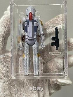 Star Wars Vintage PBP Boba Fett loose AFA 80 / Tri-Logo Light Blue Painted Knee