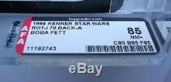 Star Wars vintage ROTJ Kenner Boba Fett 79 Back AFA 85 Clear (C80 B85 F85) NR