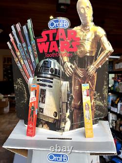 VINTAGE 1980s STAR WARS ROTJ ORAL-B Toothbrush Store Display Standee R2-D2 C-3PO