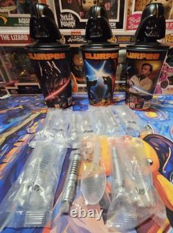 VINTAGE 2005 Star Wars Revenge of the Sith Slurpee Cups & 7 SEALED Cereal Spoons