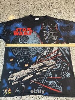 VINTAGE 90's STAR WARS All OVER Darth Vader T-SHIRT SIZE XL PRE-OWNED