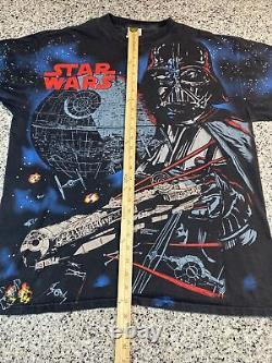 VINTAGE 90's STAR WARS All OVER Darth Vader T-SHIRT SIZE XL PRE-OWNED