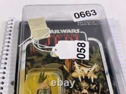 VINTAGE STAR WARS Teebo MIP RETURN OF THE JEDI 77 B, Kenner 1983 Bi Lingual