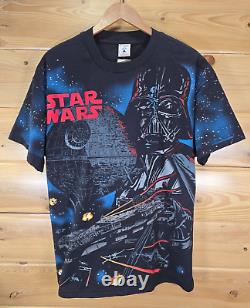 VTG Star Wars Darth Vader Death Star AOP T Shirt Men Size XL 1996 NWT