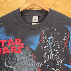 VTG Star Wars Darth Vader Death Star AOP T Shirt Men Size XL 1996 NWT