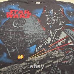 VTG Star Wars Darth Vader Death Star AOP T Shirt Men Size XL 1996 NWT