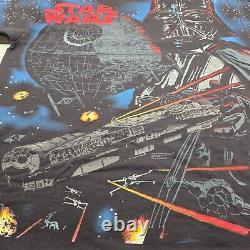 VTG Star Wars Darth Vader Death Star AOP T Shirt Men Size XL 1996 NWT