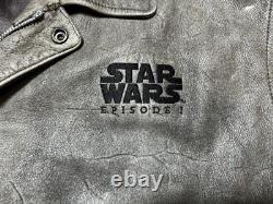 VTG Star Wars Episode One Distressed Leather Aviator Bomber Jacket Men's XL