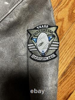 VTG Star Wars Episode One Distressed Leather Aviator Bomber Jacket Men's XL