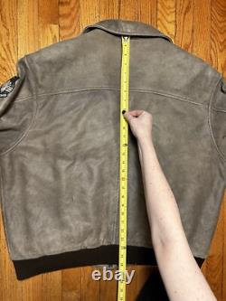 VTG Star Wars Episode One Distressed Leather Aviator Bomber Jacket Men's XL