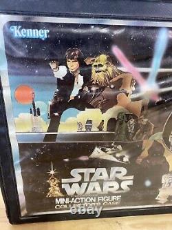 Vintage 1977 Kenner Star Wars Lot Mini Vinyl Collectors Case & 15 Action Figures