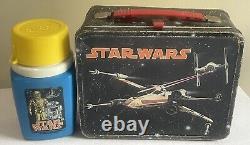 Vintage 1977 Original Star Wars Collectible Metal Lunchbox with Thermos A New Hope